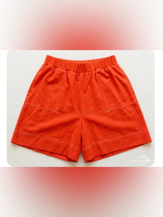 Free People Pants - FP Beach Morning Breeze Pull On Shorts Orange Contrast Stitch NWOT